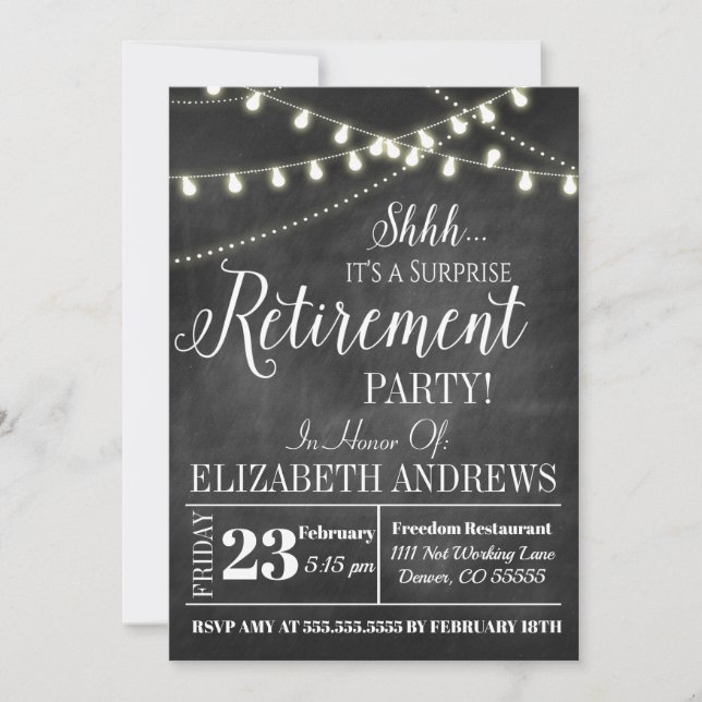 Adorable surprise retirement invitation (Front)