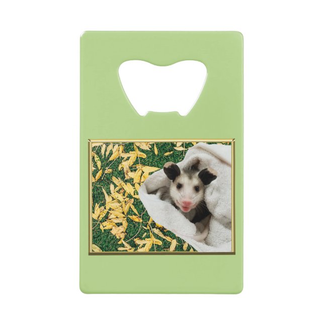 Adorable Sweet Baby Opossum Credit Card Bottle Opener (Front)