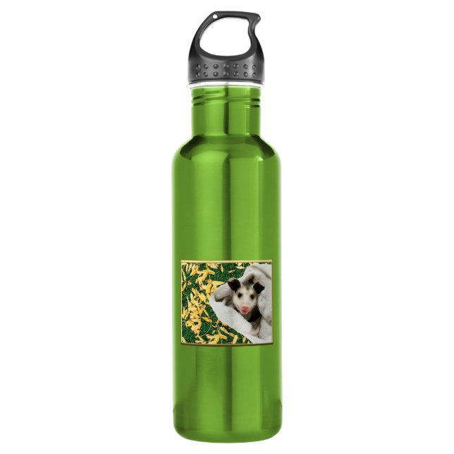 Adorable Sweet Baby Opossum Stainless Steel Water Bottle (Front)