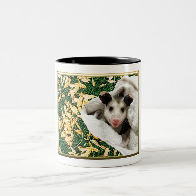 Adorable Sweet Baby Opossum Two-Tone Coffee Mug (Center)