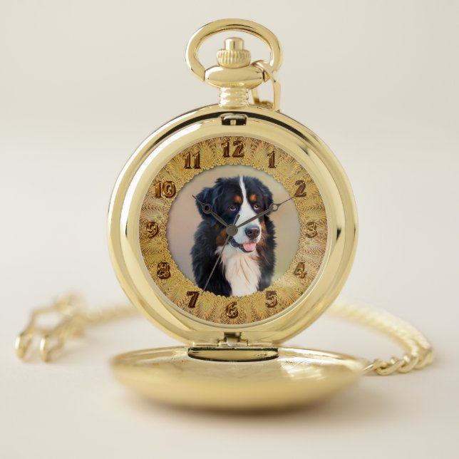 Adorable sweet bernese mountain dog pocket watch 2 (Inside)