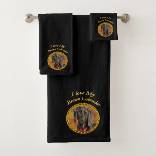 Adorable sweet brown labrador canine puppy dog bath towel set