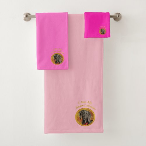 Adorable sweet brown labrador canine puppy dog bath towel set