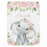 Adorable Sweet Elephant Soft Pink Blush Floral Baby Blanket