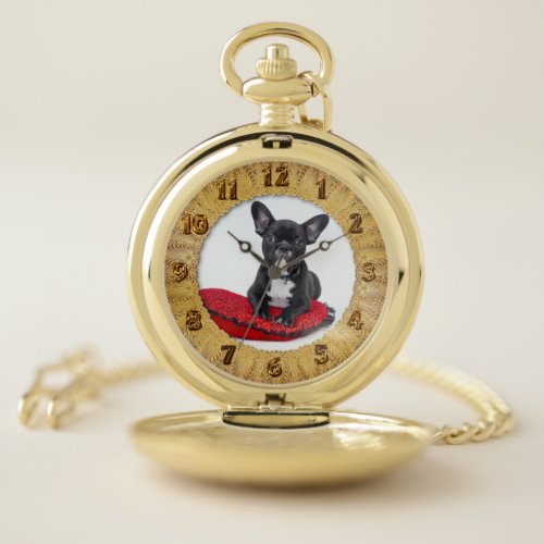 Adorable sweet english bulldog dog pocket watch 2