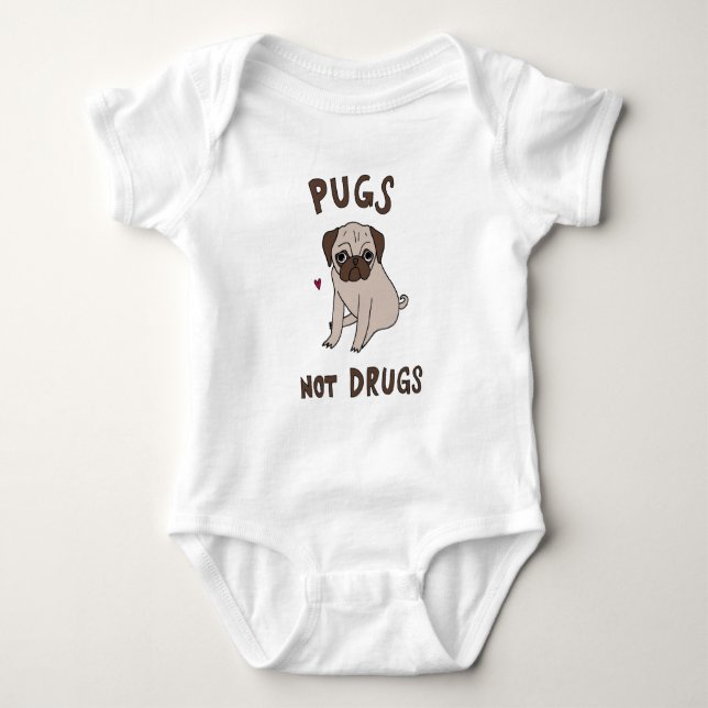 Adorable sweet little pugs baby bodysuit (Front)
