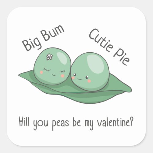 Adorable Sweet Peas in a Pod Valentine Day Sticker