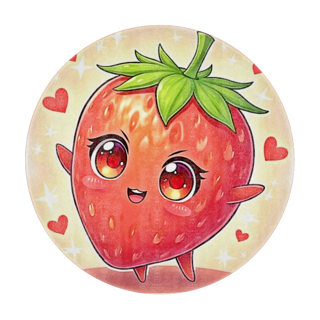 Adorable Sweet Strawberry Bliss Cutting Board (Front)