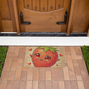 Adorable Sweet Strawberry Bliss Fiber Doormat