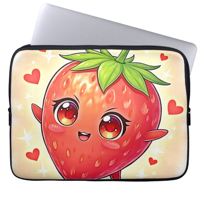 Adorable Sweet Strawberry Bliss Laptop Sleeve (Front)