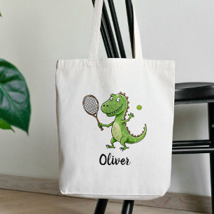 Adorable T-Rex Tennis Player Personalized Tote Bag