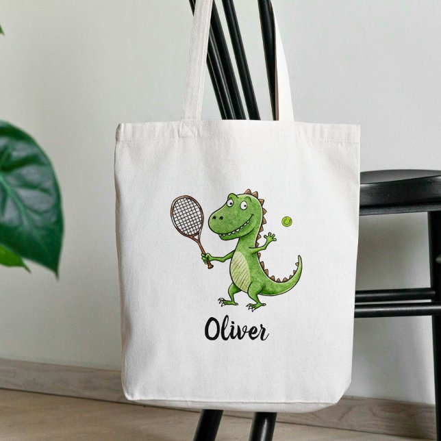 Adorable T-Rex Tennis Player Personalized Tote Bag (Creator Uploaded)
