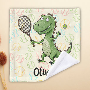 Adorable T-Rex Tennis Player Personalized Wash Cloth