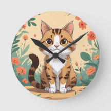 Adorable Tabby Cat in Blossom Garden 8" Round Acry