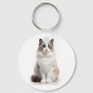 Adorable Tabby Cat with Bright Eyes Keychain