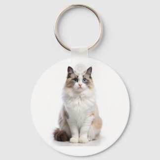 Adorable Tabby Cat with Bright  Eyes Keychain