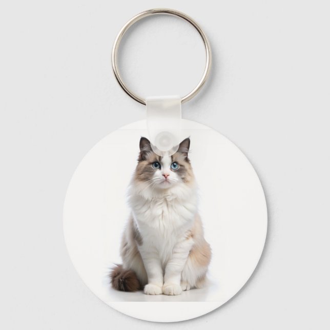 Adorable Tabby Cat with Bright  Eyes Keychain (Front)