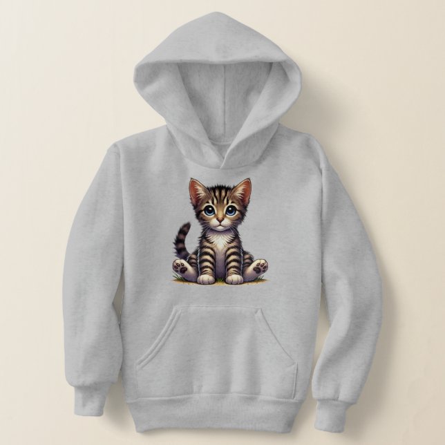Adorable Tabby Kitten With Blue Eyes  Hoodie (Laydown)