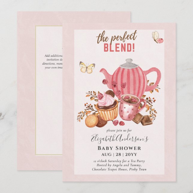 Adorable Tea Party Baby Shower Invitation (Front/Back)