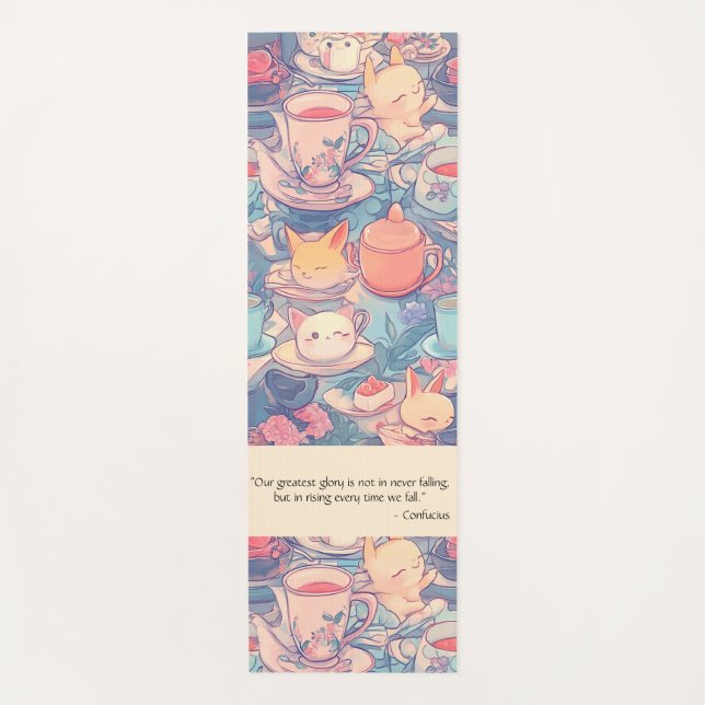 Adorable Tea Party Doodle Yoga Mat (Front)