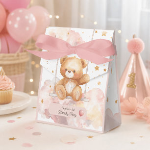 Adorable Teddy Bear 1st Birthday Favor Boxes