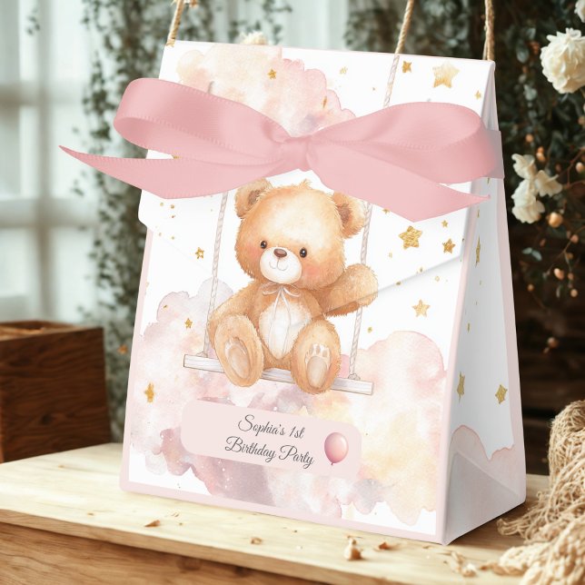 Adorable Teddy Bear 1st Birthday Favor Boxes (Creator Uploaded)