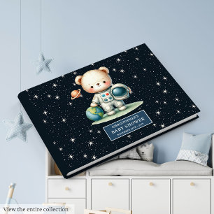 Adorable Teddy Bear Astronaut Guest Book for Boys