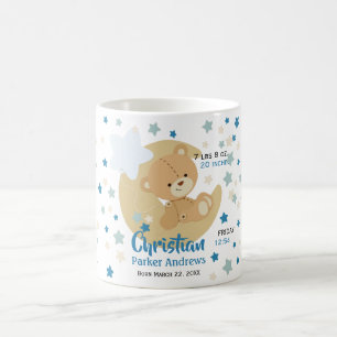 Adorable Teddy Bear Baby Boy Birth Stats Coffee Mug