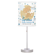 Adorable Teddy Bear Baby Boy Birth Stats Table Lamp
