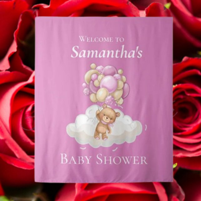 Adorable Teddy Bear Baby Shower backdrop  (Celebrate your special day with an adorable teddy bear baby shower backdrop,)