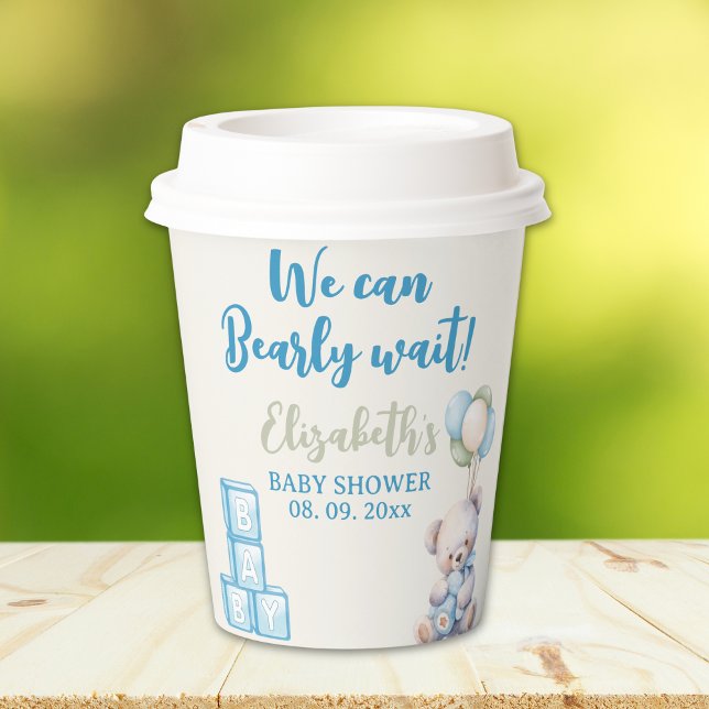 Adorable Teddy Bear - Baby Shower Boy Paper Cups (Creator Uploaded)