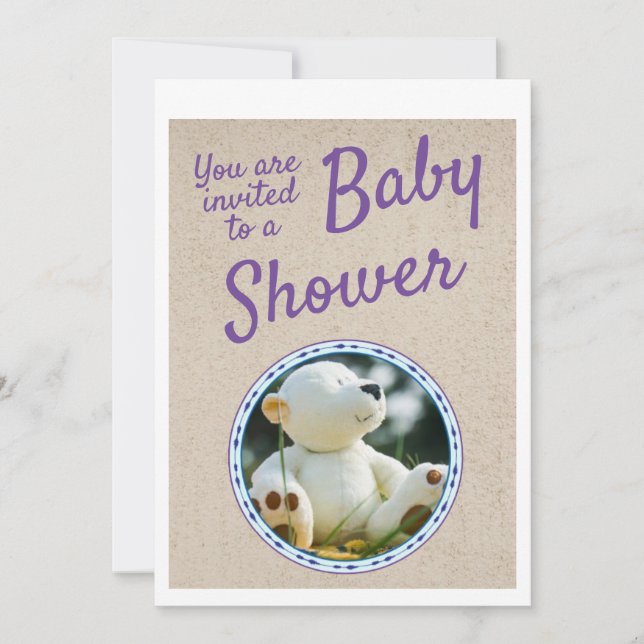 Adorable Teddy Bear Baby Shower Invitation Card (Front)