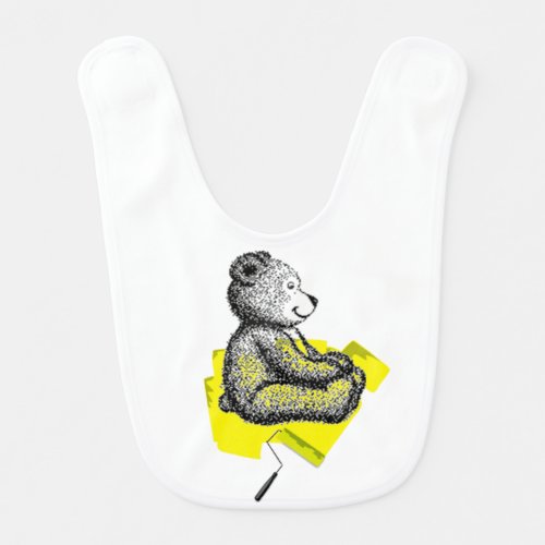 Adorable Teddy Bear being painted yellow Baby Bib