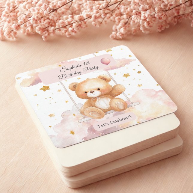 Adorable Teddy Bear Birthday – Custom Coaster (Creator Uploaded)