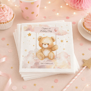 Adorable Teddy Bear Birthday – Custom Coaster Napkins