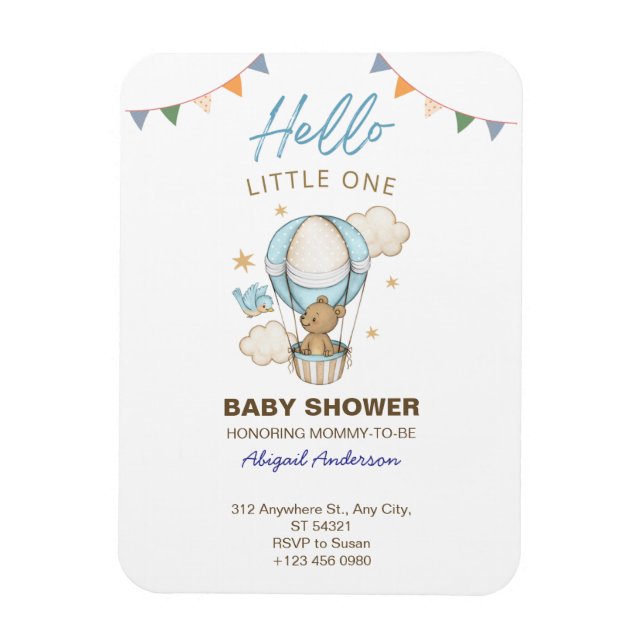 Adorable Teddy Bear Boy Kid Baby Shower Invitation Magnet (Vertical)