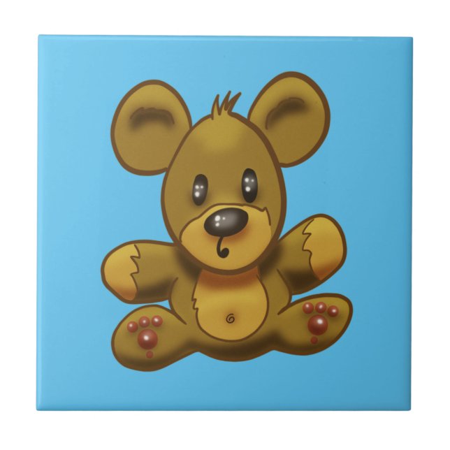 Adorable Teddy Bear Ceramic Tile (Front)