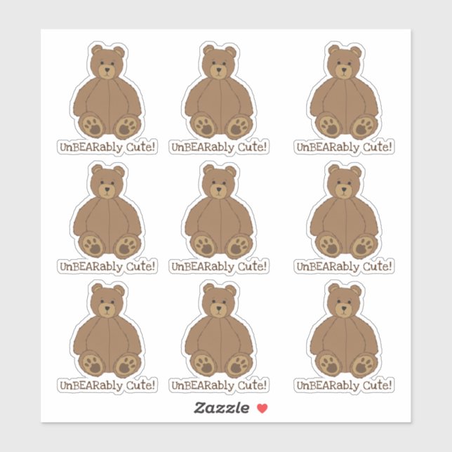 Adorable Teddy Bear Contour Sticker (Sheet)