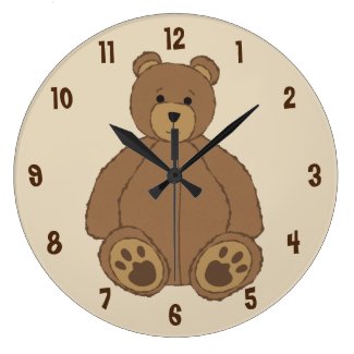 Adorable Teddy Bear Large Clock