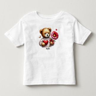 Adorable Teddy Bear Name Valentines Day Toddler T-shirt