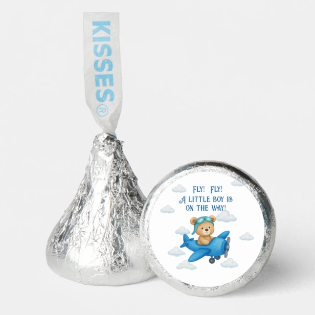 Adorable Teddy Bear on a Plane Baby Shower Candy  (Front)