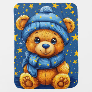 Adorable teddy bear plush bear baby blanket