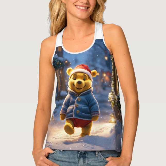 Adorable Teddy Bear Print Women's Tank Top (Front)