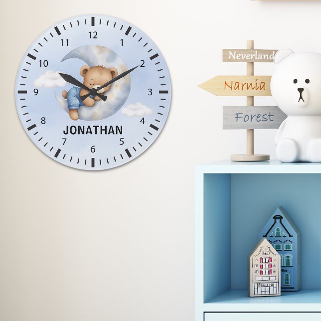 Adorable Teddy Bear Room Boy Large Clock (Creator Uploaded)