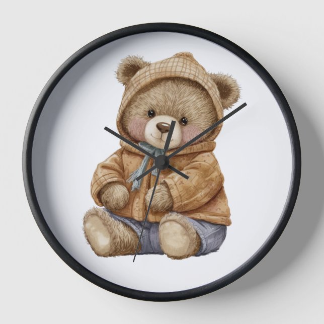 Adorable Teddy bear Wall Clock  (Front)