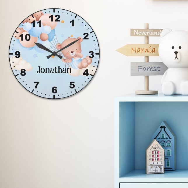 Adorable Teddy Bear with Balloons Large Clock (Creator Uploaded)