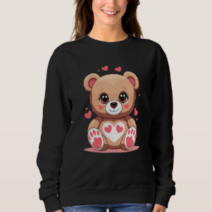 Adorable Teddy Bear with Hearts Romantic Valentine Sweatshirt