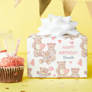 Adorable Teddy Bears Happy BIrthday Wrapping Paper