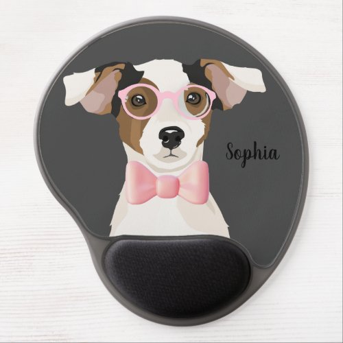 Adorable Terrier dog with glasses and bow tie Gel Mouse Pad