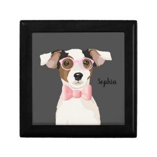 Adorable Terrier dog with glasses and bow tie, Gift Box